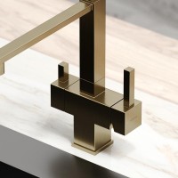 Смеситель для кухонной мойки Sancos Moro SC4006BG, с подключением к фильтру, с гибким изливом, цвет золото брашированное, PVD покрытие