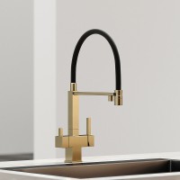 Смеситель для кухонной мойки Sancos Moro SC4006BG, с подключением к фильтру, с гибким изливом, цвет золото брашированное, PVD покрытие