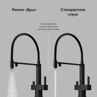 Смеситель для кухонной мойки Sancos Moro SC4006MB, с подключением к фильтру, с гибким изливом, цвет черный матовый