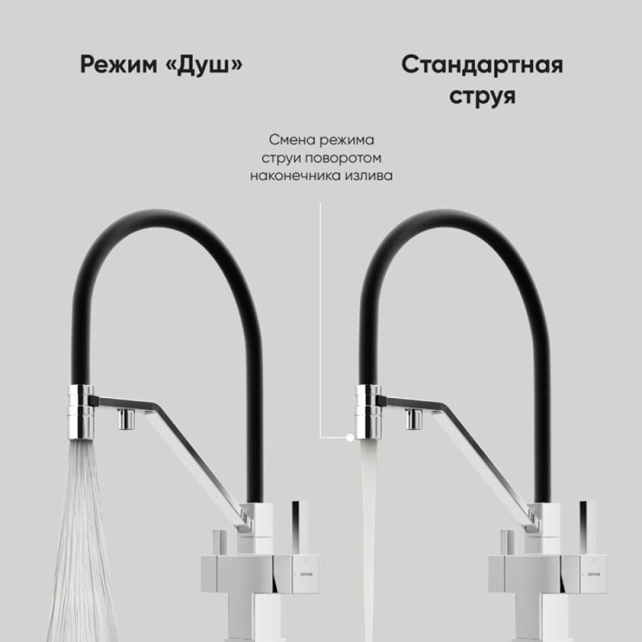 Смеситель для кухонной мойки Sancos Loro SC4007CH, с подключением к фильтру, с гибким изливом, цвет хром