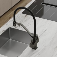 Смеситель для кухонной мойки Sancos Loro SC4007GG, с подключением к фильтру, с гибким изливом, цвет воронёная сталь, gunmetal