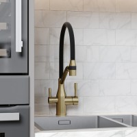 Смеситель для кухонной мойки Sancos Orta SC4008BG, с подключением к фильтру, с гибким изливом, цвет золото брашированное, PVD покрытие