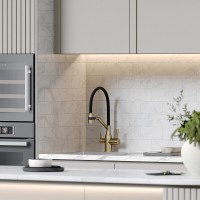 Смеситель для кухонной мойки Sancos Orta SC4008BG, с подключением к фильтру, с гибким изливом, цвет золото брашированное, PVD покрытие