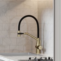 Смеситель для кухонной мойки Sancos Orta SC4008BG, с подключением к фильтру, с гибким изливом, цвет золото брашированное, PVD покрытие