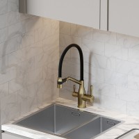 Смеситель для кухонной мойки Sancos Orta SC4008BG, с подключением к фильтру, с гибким изливом, цвет золото брашированное, PVD покрытие