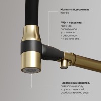 Смеситель для кухонной мойки Sancos Garda SC4009BG, с подключением к фильтру, с гибким изливом, цвет золото брашированное, PVD покрытие