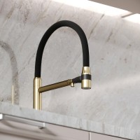 Смеситель для кухонной мойки Sancos Garda SC4009BG, с подключением к фильтру, с гибким изливом, цвет золото брашированное, PVD покрытие
