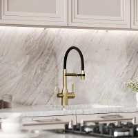 Смеситель для кухонной мойки Sancos Garda SC4009BG, с подключением к фильтру, с гибким изливом, цвет золото брашированное, PVD покрытие