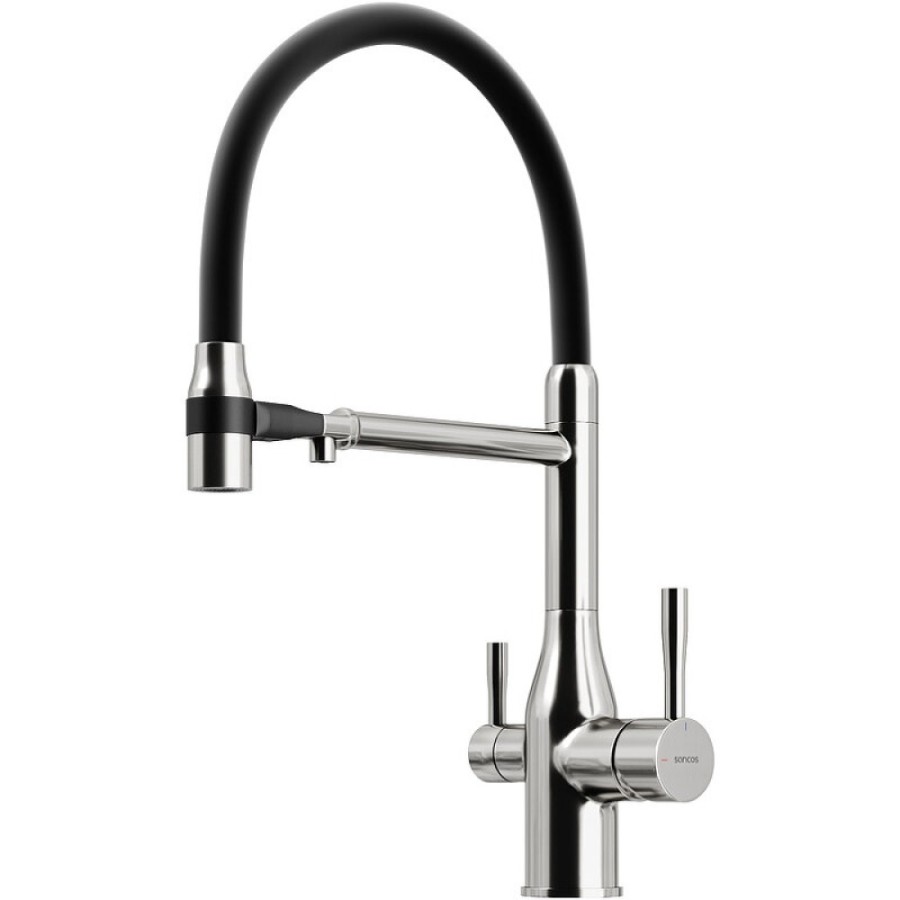 Смеситель для кухонной мойки Sancos Garda SC4009BN, с подключением к фильтру, с гибким изливом, цвет никель брашированный