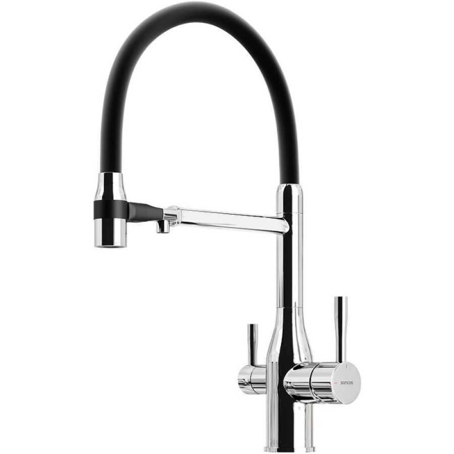 Смеситель для кухонной мойки Sancos Garda SC4009CH, с подключением к фильтру, с гибким изливом, цвет хром