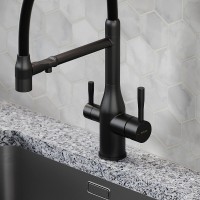 Смеситель для кухонной мойки Sancos Garda SC4009MB, с подключением к фильтру, с гибким изливом, цвет черный матовый