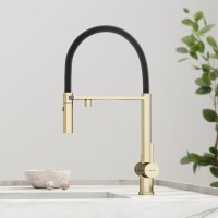 Смеситель для кухонной мойки Sancos Imola SC4010BGbh, с подключением к фильтру, с гибким изливом, цвет золото брашированное/черный, PVD покрытие