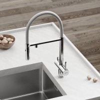 Смеситель для кухонной мойки Sancos Imola SC4010CHwh, с подключением к фильтру, с гибким изливом, цвет хром/белый