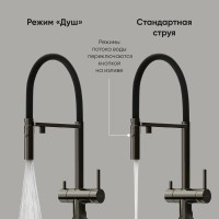Смеситель для кухонной мойки Sancos Imola SC4010GG, с подключением к фильтру, с гибким изливом, цвет воронёная сталь, gunmetal