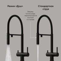 Смеситель для кухонной мойки Sancos Imola SC4010MB, с подключением к фильтру, с гибким изливом, цвет черный матовый