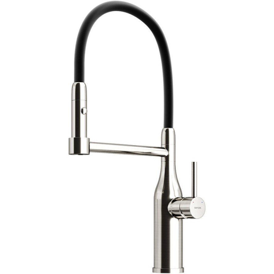 Смеситель для кухонной мойки Sancos Pride SC4011BNG, с гибким изливом, цвет нержавеющая сталь