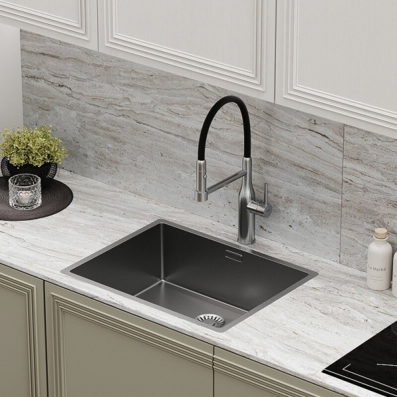 Смеситель для кухонной мойки Sancos Pride SC4011BNG, с гибким изливом, цвет нержавеющая сталь