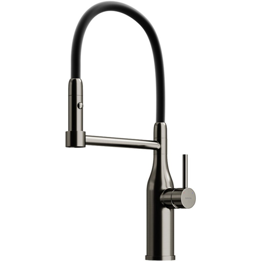 Смеситель для кухонной мойки Sancos Pride SC4011GG, с гибким изливом, цвет воронёная сталь, gunmetal