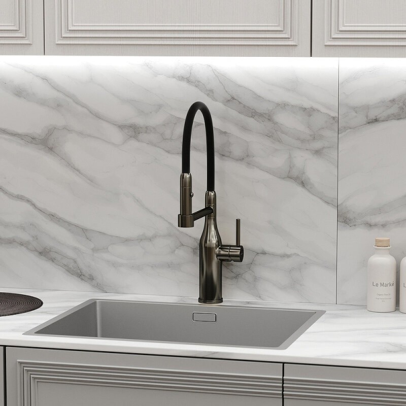Смеситель для кухонной мойки Sancos Pride SC4011GG, с гибким изливом, цвет воронёная сталь, gunmetal