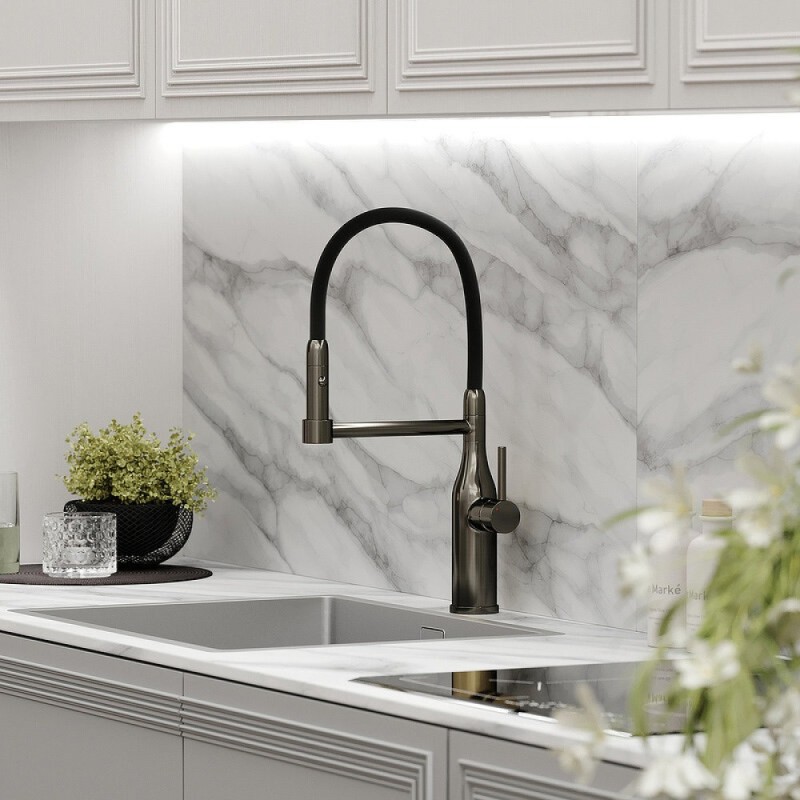 Смеситель для кухонной мойки Sancos Pride SC4011GG, с гибким изливом, цвет воронёная сталь, gunmetal