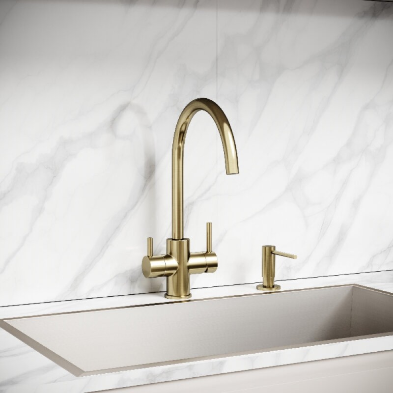 Смеситель для кухонной мойки Sancos Taper SC4012BG, с подключением к фильтру, цвет брашированное золото