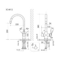 Смеситель для кухонной мойки Sancos Taper SC4012BG, с подключением к фильтру, цвет брашированное золото