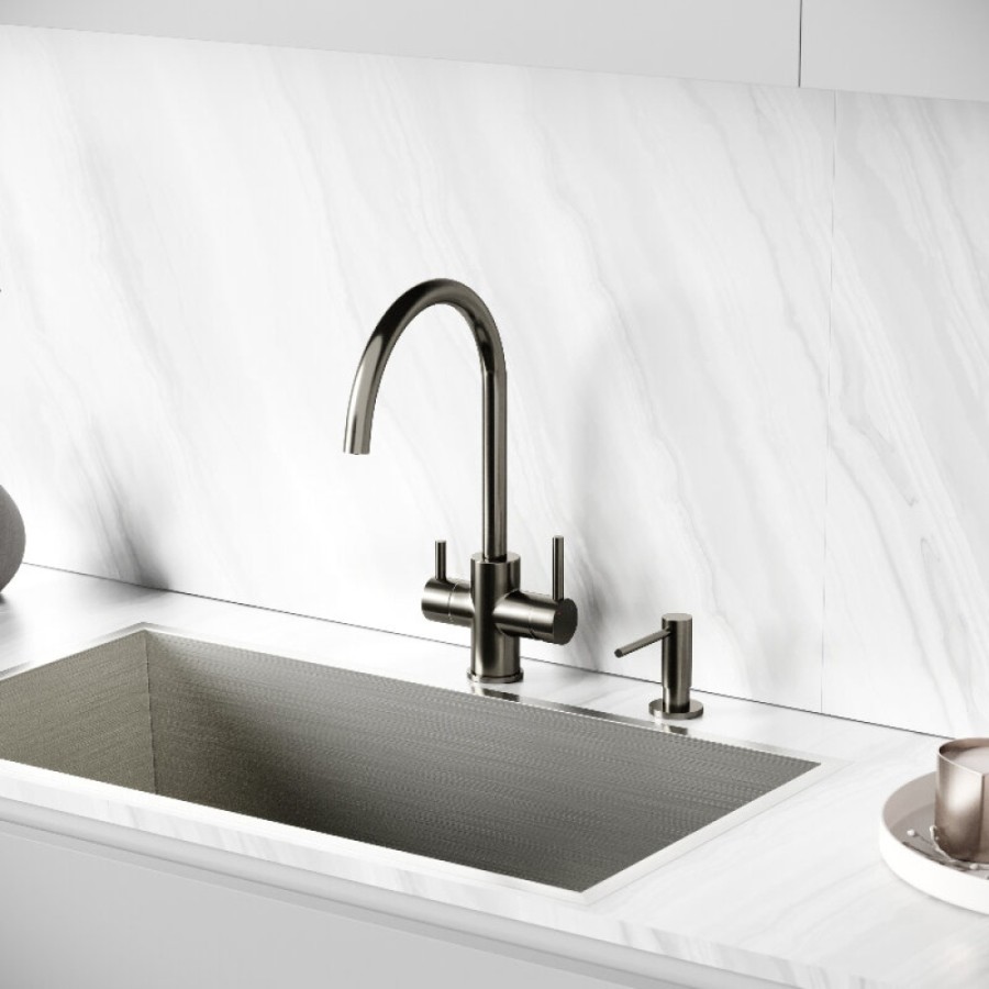 Смеситель для кухонной мойки Sancos Taper SC4012GG, с подключением к фильтру, цвет воронёная сталь, gunmetal