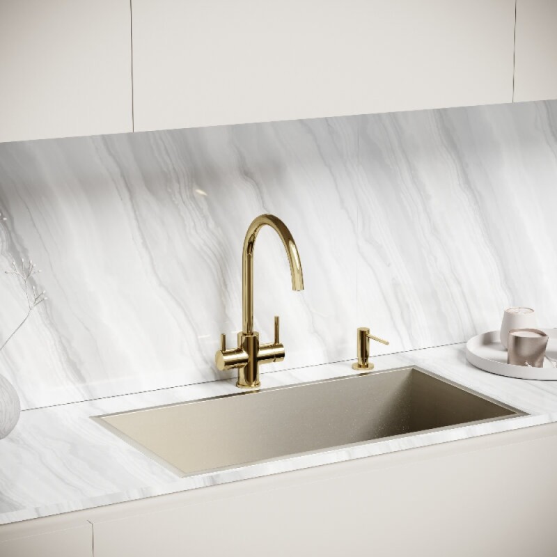 Смеситель для кухонной мойки Sancos Taper SC4012ZG, с подключением к фильтру, цвет полированное золото