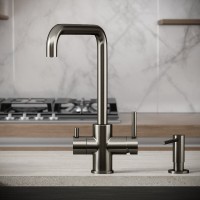 Смеситель для кухонной мойки Sancos Vela SC4013GG, с подключением к фильтру, цвет воронёная сталь, gunmetal