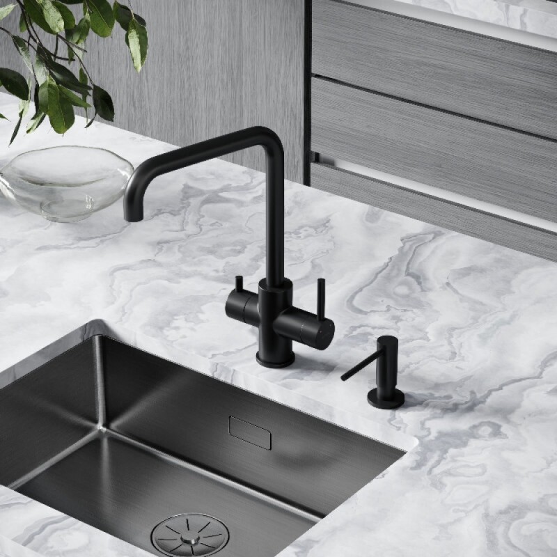 Смеситель для кухонной мойки Sancos Vela SC4013MB, с подключением к фильтру, цвет черный матовый