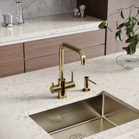 Смеситель для кухонной мойки Sancos Vela SC4013ZG, с подключением к фильтру, цвет полированное золото