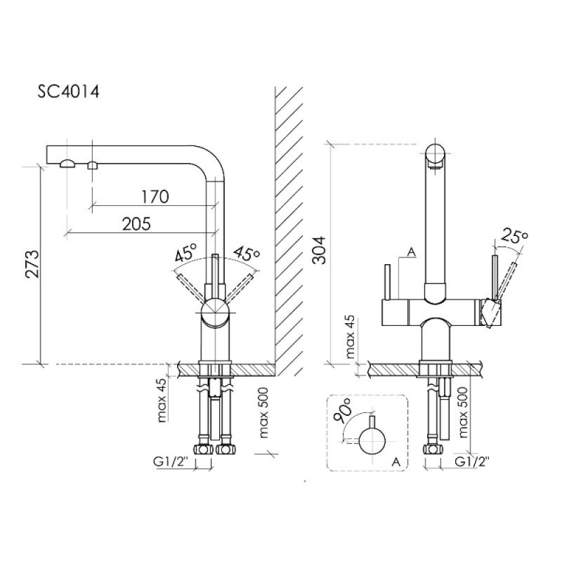Смеситель для кухонной мойки Sancos Foster SC4014СH, с подключением к фильтру, цвет хром