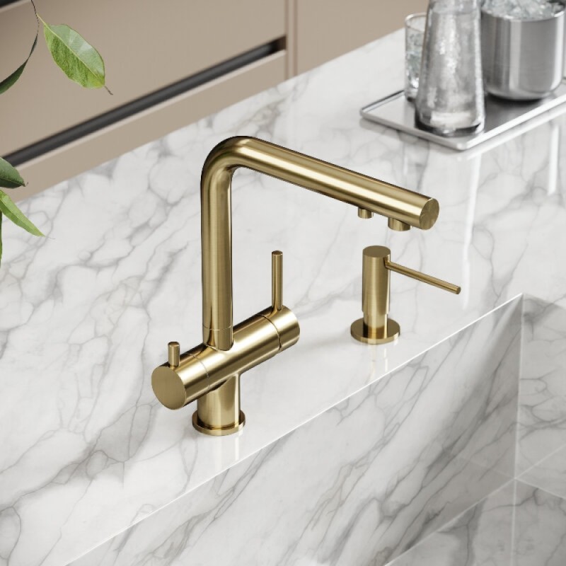 Смеситель для кухонной мойки Sancos Foster SC4014BG, с подключением к фильтру, цвет брашированное золото
