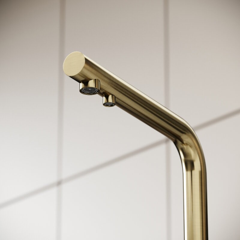 Смеситель для кухонной мойки Sancos Foster SC4014BG, с подключением к фильтру, цвет брашированное золото