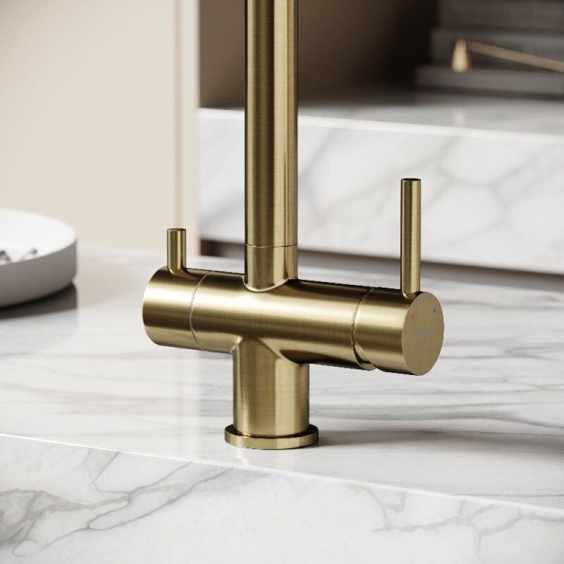 Смеситель для кухонной мойки Sancos Foster SC4014BG, с подключением к фильтру, цвет брашированное золото
