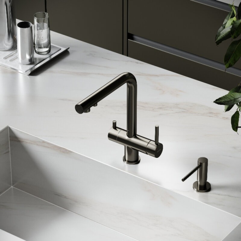 Смеситель для кухонной мойки Sancos Foster SC4014GG, с подключением к фильтру, цвет воронёная сталь, gunmetal