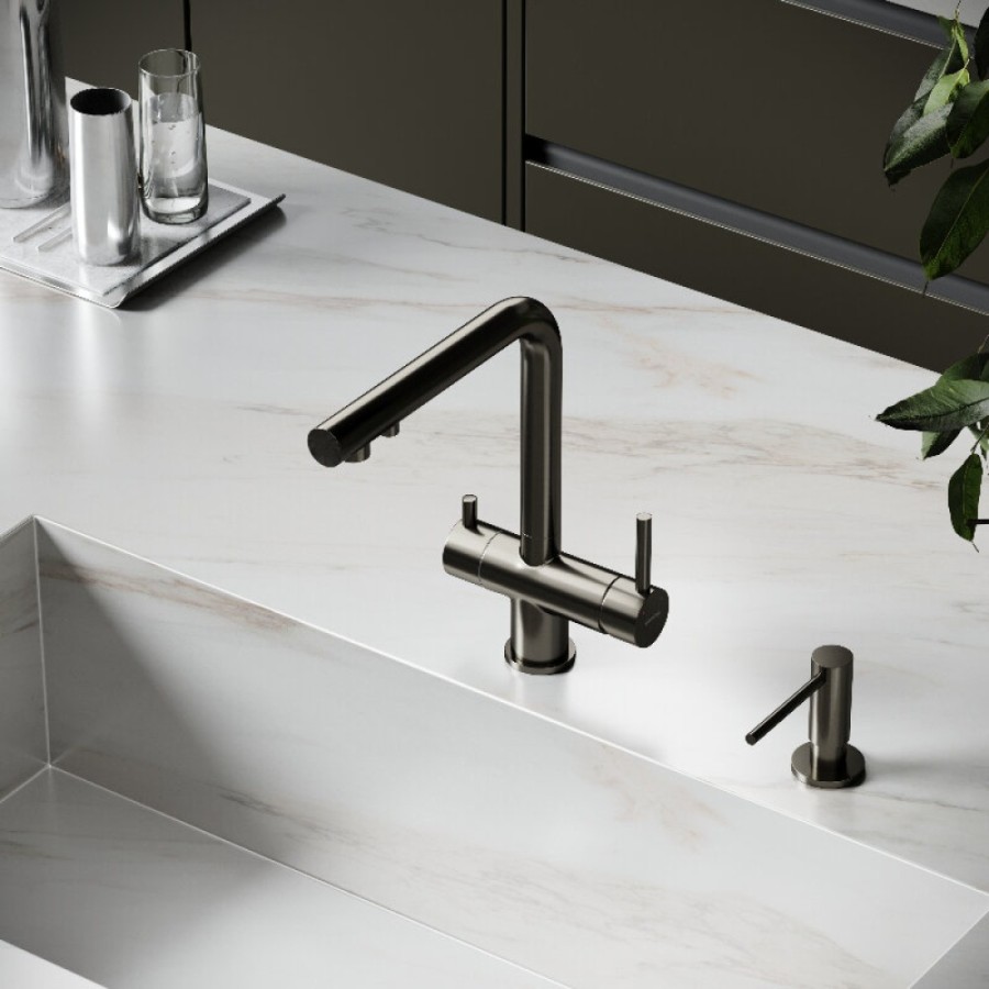 Смеситель для кухонной мойки Sancos Foster SC4014GG, с подключением к фильтру, цвет воронёная сталь, gunmetal