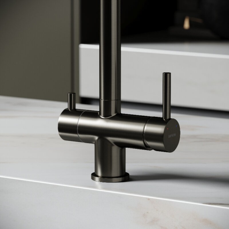 Смеситель для кухонной мойки Sancos Foster SC4014GG, с подключением к фильтру, цвет воронёная сталь, gunmetal