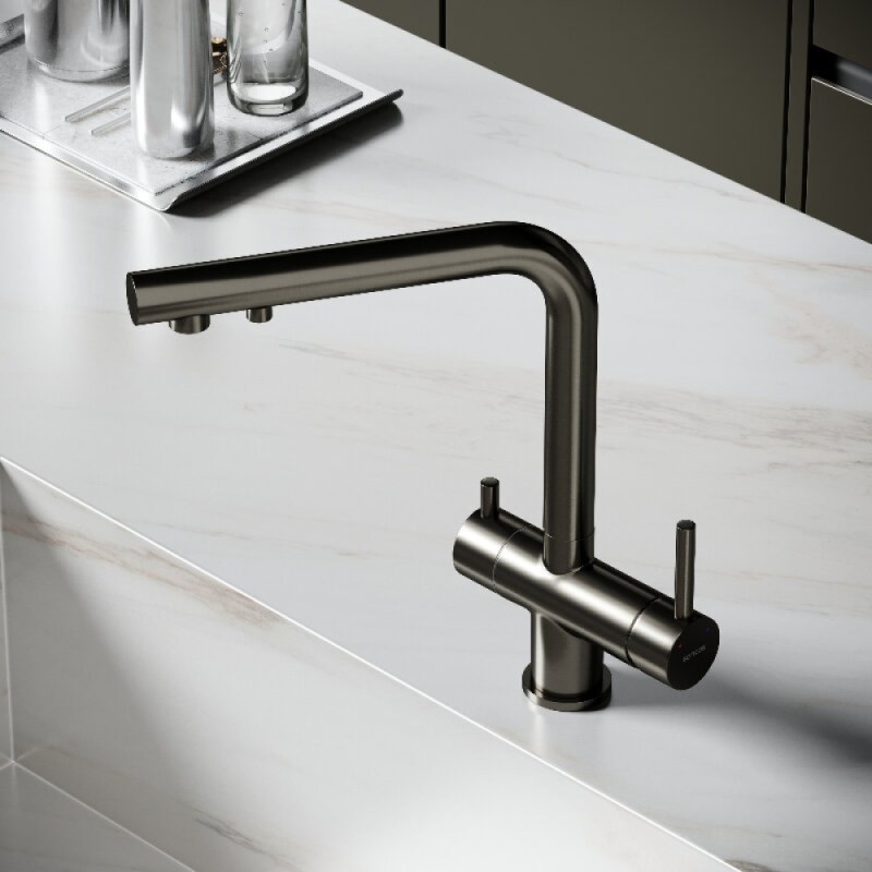 Смеситель для кухонной мойки Sancos Foster SC4014GG, с подключением к фильтру, цвет воронёная сталь, gunmetal