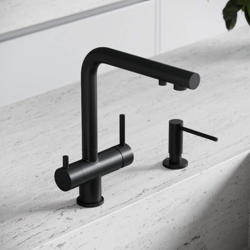 Смеситель для кухонной мойки Sancos Foster SC4014MB, с подключением к фильтру, цвет черный матовый