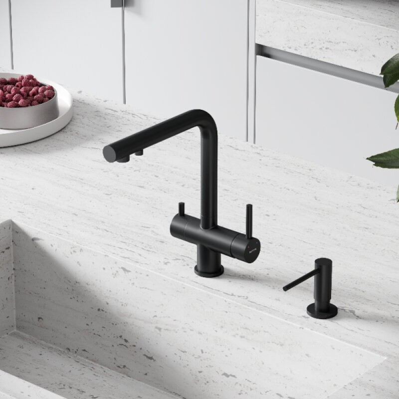 Смеситель для кухонной мойки Sancos Foster SC4014MB, с подключением к фильтру, цвет черный матовый