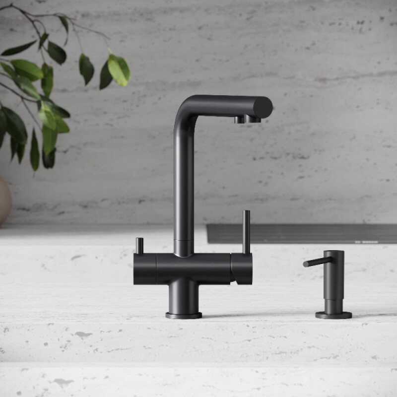 Смеситель для кухонной мойки Sancos Foster SC4014MB, с подключением к фильтру, цвет черный матовый