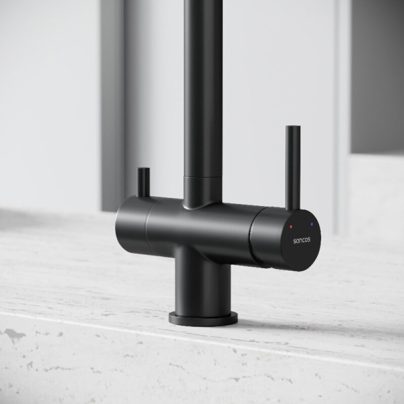 Смеситель для кухонной мойки Sancos Foster SC4014MB, с подключением к фильтру, цвет черный матовый