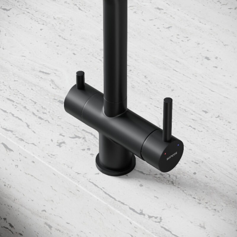 Смеситель для кухонной мойки Sancos Foster SC4014MB, с подключением к фильтру, цвет черный матовый