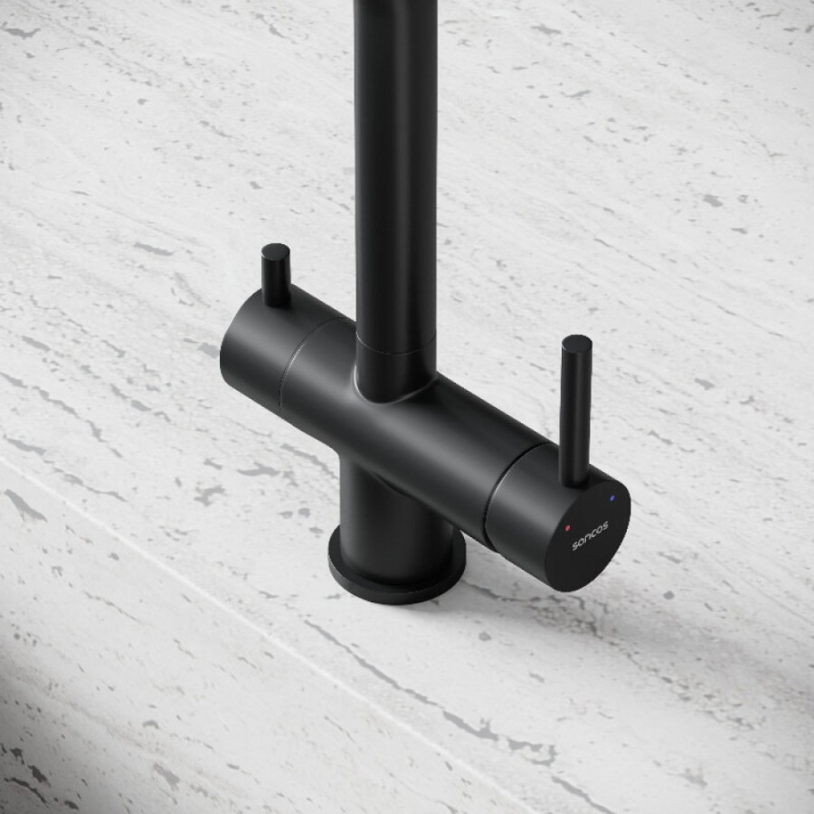 Смеситель для кухонной мойки Sancos Foster SC4014MB, с подключением к фильтру, цвет черный матовый