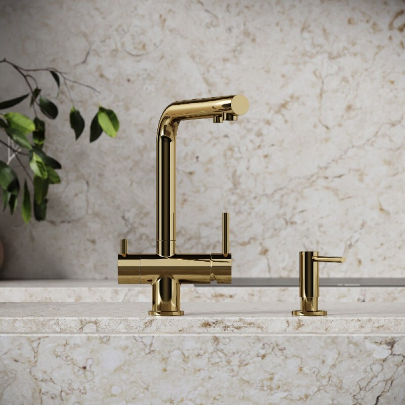 Смеситель для кухонной мойки Sancos Foster SC4014ZG, с подключением к фильтру, цвет полированное золото