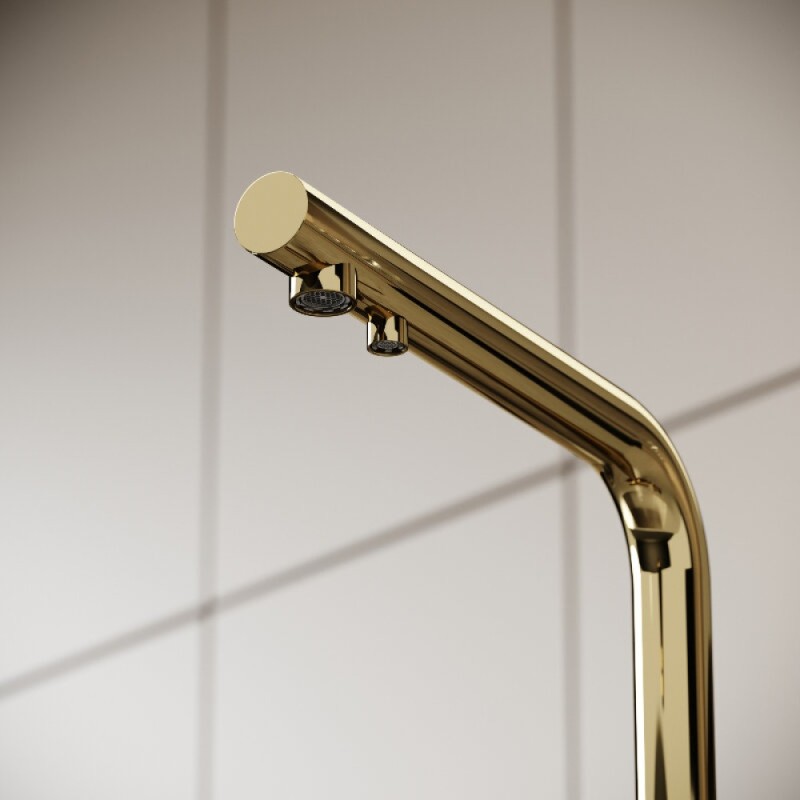 Смеситель для кухонной мойки Sancos Foster SC4014ZG, с подключением к фильтру, цвет полированное золото
