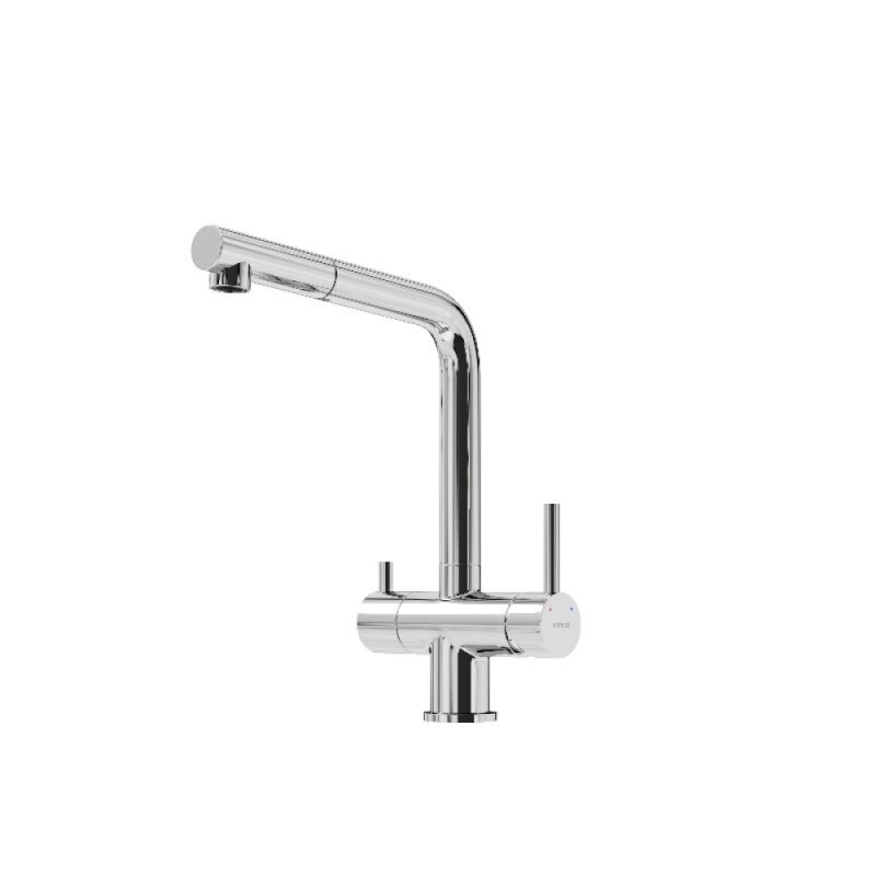 Смеситель для кухонной мойки Sancos Spin SC4015CH, с подключением к фильтру, с выдвижным изливом, цвет хром