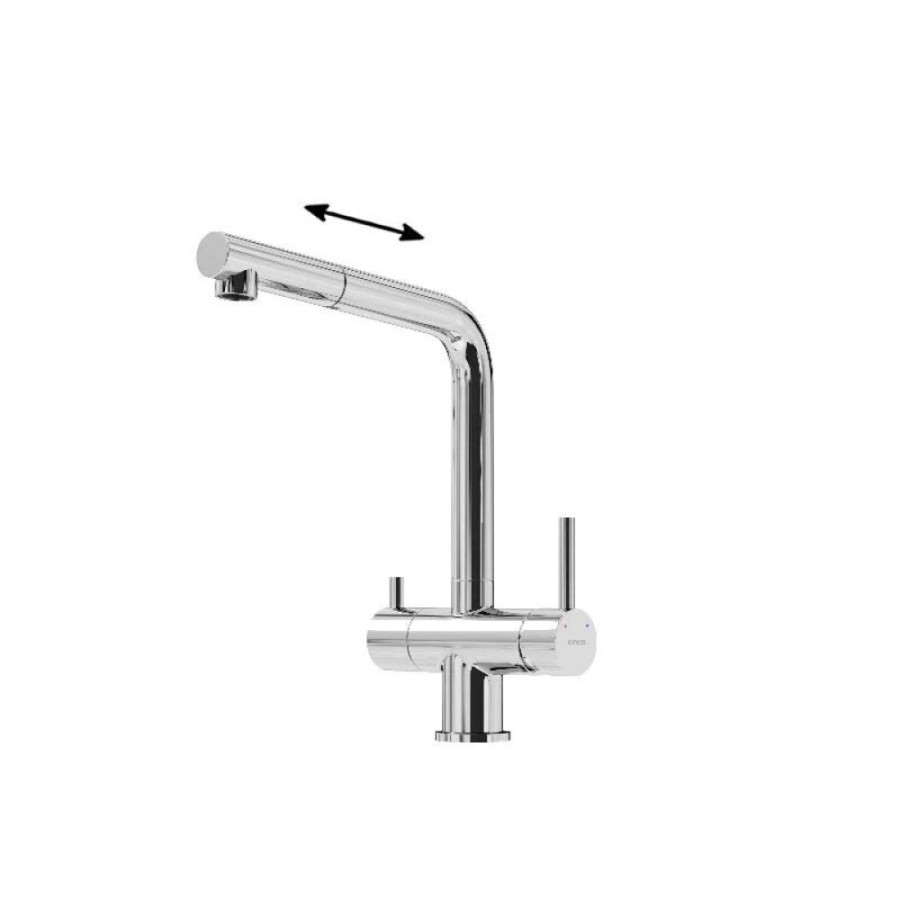 Смеситель для кухонной мойки Sancos Spin SC4015CH, с подключением к фильтру, с выдвижным изливом, цвет хром