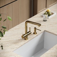 Смеситель для кухонной мойки Sancos Spin SC4015ZG, с подключением к фильтру, с выдвижным изливом, цвет полированное золото